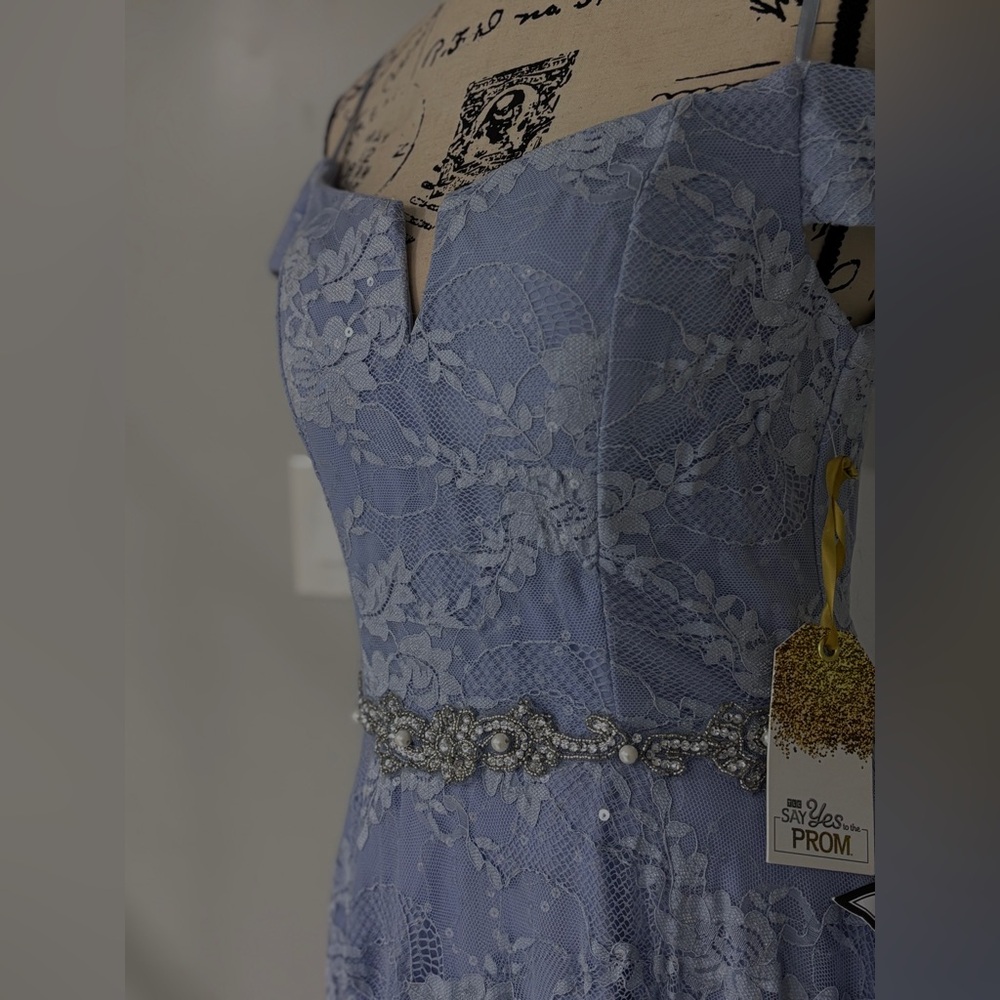 Say Yes Prom Light Blue Lace Gown